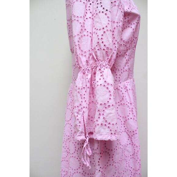 Ivy & Oak Pastel Pink Broderie Anglaise Eyelet Scallop Bell Sleeve Midi Dress 36 - Picture 6 of 9